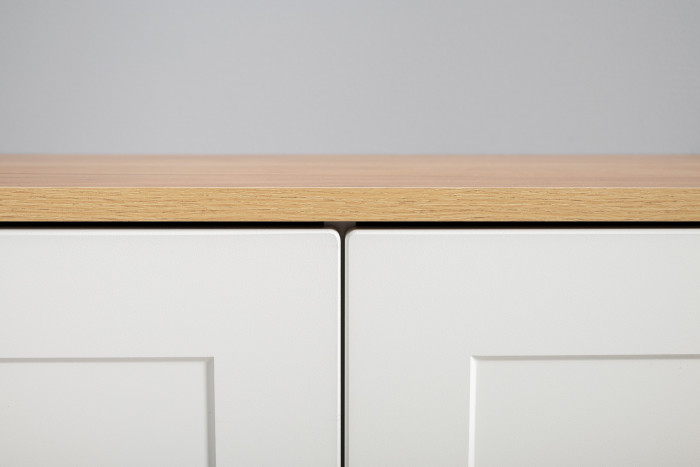 Остин 11.53 Кровать + ортопед + 16.307 Шкаф + 16.240 Комод, белый шагрень/дуб крафт золотой