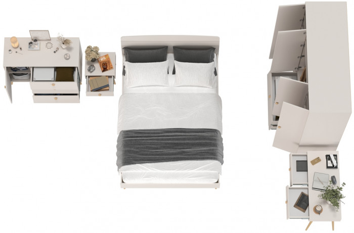 Афина Спальня 32-1400, цвет кашемир серый, сп.м. 1400х2000 мм., б/м, основание есть - фанера