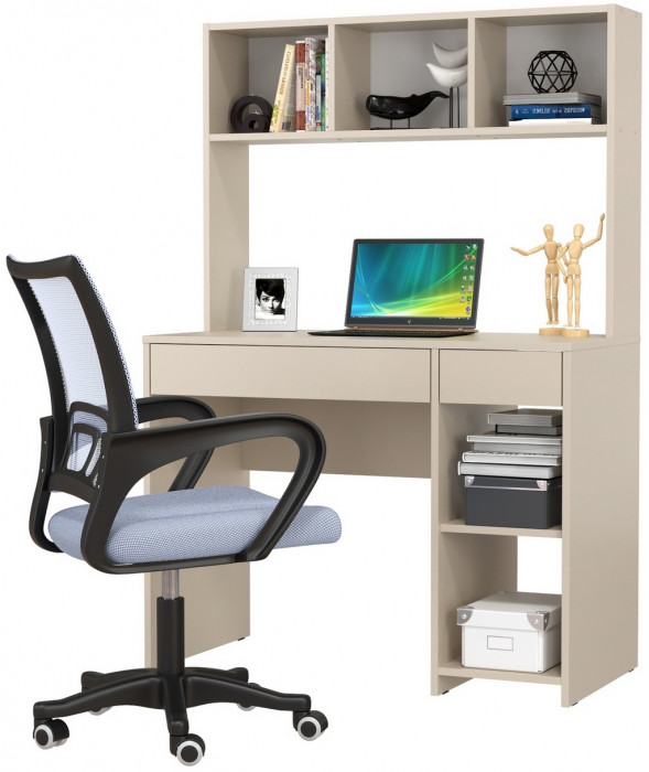 Стол компьютерный Комфорт 12.77F + кресло 103 серое, цвет сатин, ШхГхВ 100х49,8х147 см., универсальная сборка