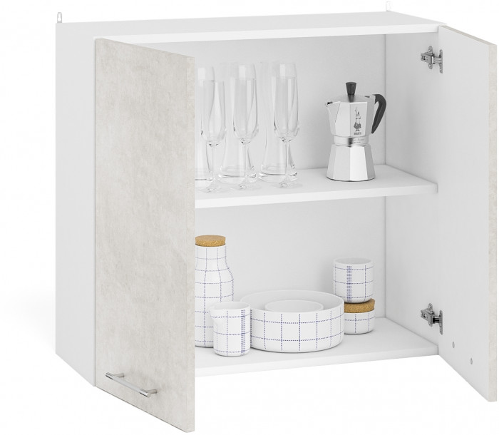 Кухня Мебель--24 ШВ800 Шкаф 80 см., цвет корпус белый/фасад МДФ бетон лофт бежевый, ШхГхВ 80х32х72 см.