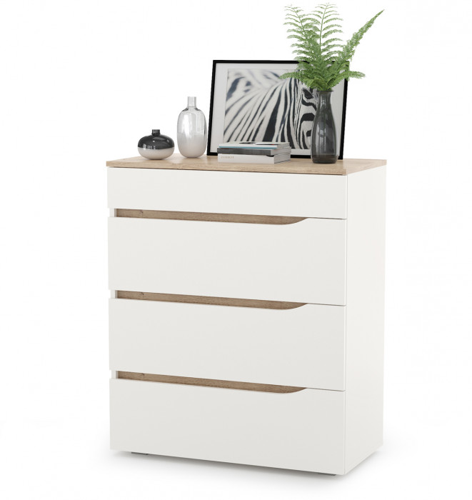 Муссон 13.97 Комод + Зеркало СВК, белый/дуб эндгрейн элегантный