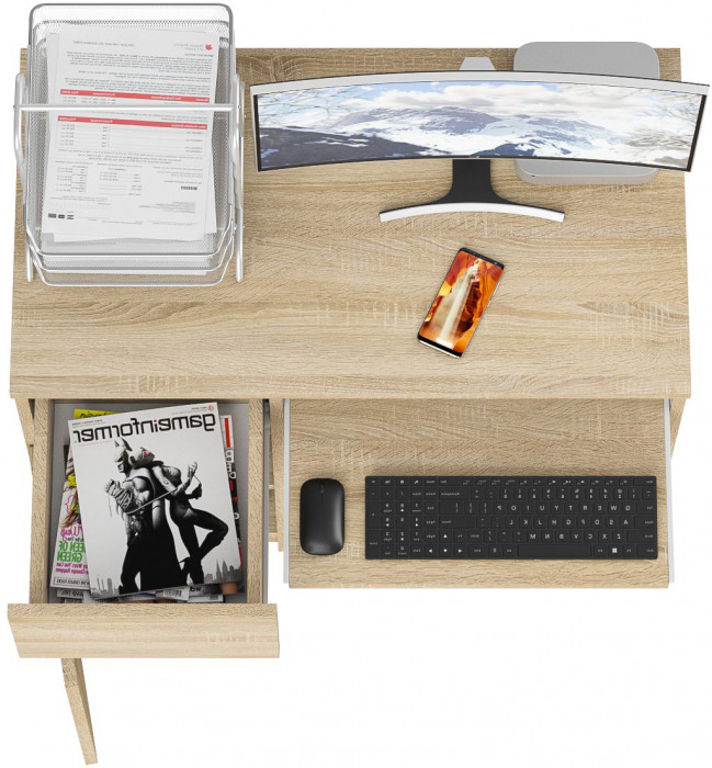 Мори компьютерный стол МС-1 левый, дуб сонома