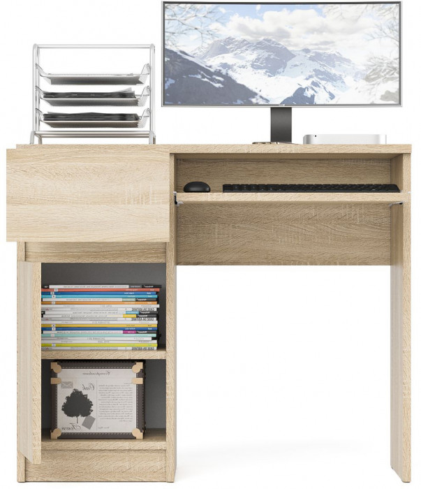 Мори компьютерный стол МС-1 левый, дуб сонома