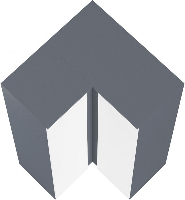 Мори Шкаф угловой МШУ960.1, цвет графит/белый, ШхГхВ 96,4х96,4х209,6 см.