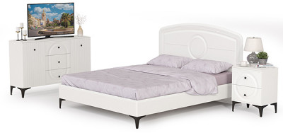 Валенсия Спальня № 03, ЛДСП белый шагрень/МДФ белый шагрень