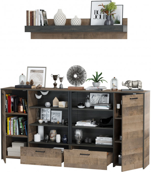 Трувор Гостиная 001, дуб гранж песочный/интра