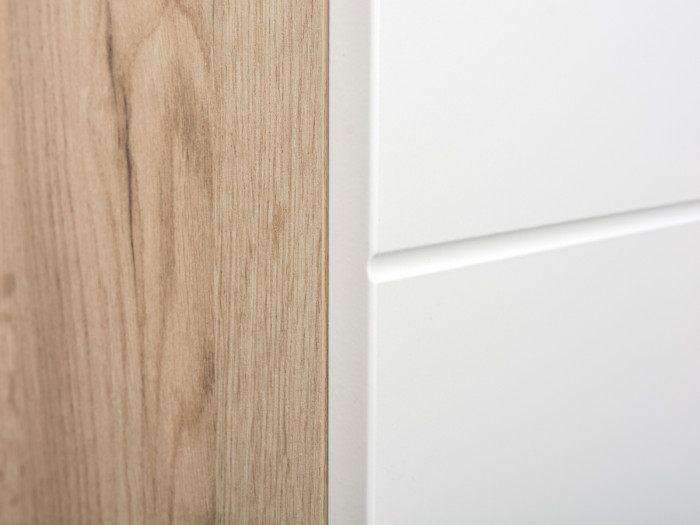 Лайн Прихожая № 07, дуб крафт серый/фасады МДФ белый глянец