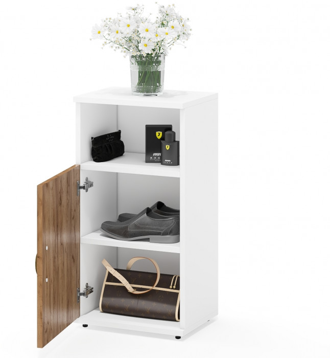 Лидер-8 Модуль Тумба МД 3.19, белый шагрень/крафт золото