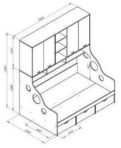 Дельта-21.11 Кровать с антресолью 90