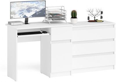 Мори компьютерный стол МС-1 левый + Комод МК800.1, белый