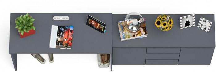 Мори письменный стол МСП1200.1 + Комод МК1200.3, графит