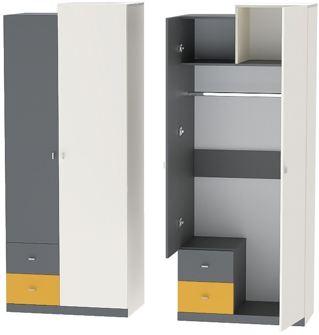 Клео ШК-1 Шкаф (Графит/Миндаль/Океан)