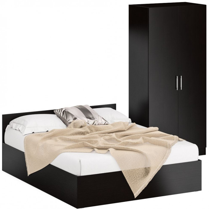 Кровать 1600 + Шкаф 2-х створчатый Стандарт, венге
