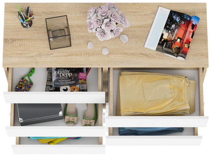 Мори Комод МК1200.8, дуб сонома/белый