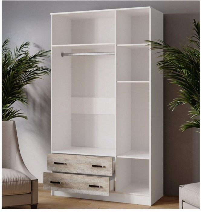 Шкаф комбинированный Лагуна 1200 без зеркала белый/дуб юкон