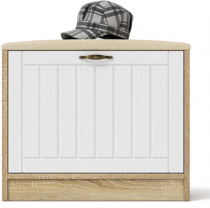 Прихожая П-6 Тумба, цвет дуб сонома/фасады МДФ белое дерево фрезеровка прованс, ШхГхВ 60х35х50 см.