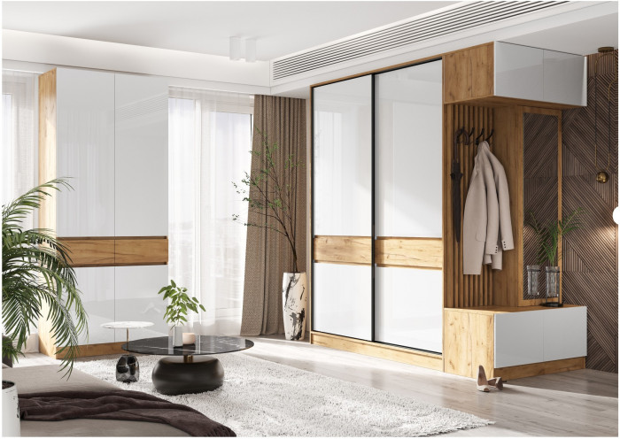 Модульная прихожая Роджина, комп.4 (Графит, Крафт золотой)