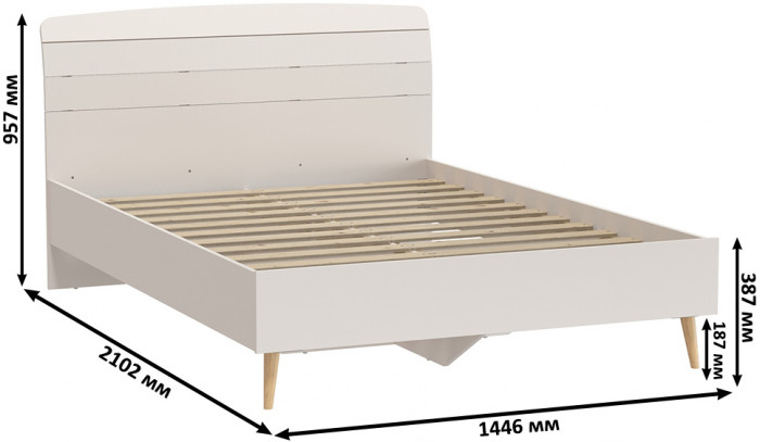 Афина Спальня Кровать 1400 + Комод + Тумба, кашемир серый
