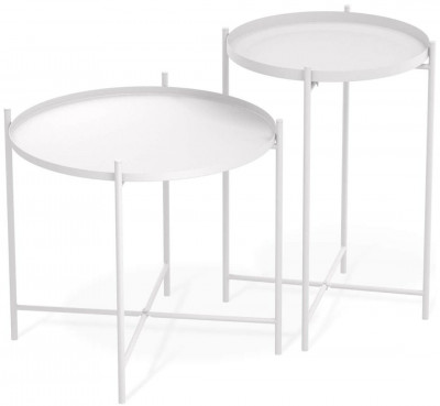 Двойной кофейный столик Sheffilton SHT-CT8/CT8-2 белый муар (белый муар)