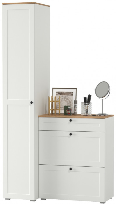 Остин Прихожая 10, белый шагрень/дуб крафт золотой