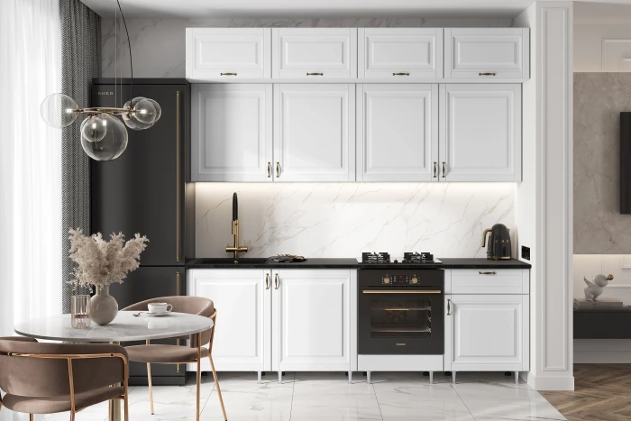 Кухня Престиж 2,4м Браш Вайт