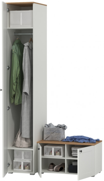 Остин Прихожая 11, белый шагрень/дуб крафт золотой