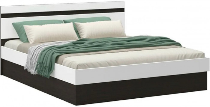 Ким Кровать с подъемным механизмом 160 (Белый глянец, Венге)