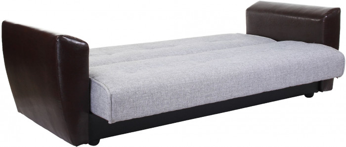 Диван-кровать Амстердам, 120х190, книжка, рогожка/экокожа, серый