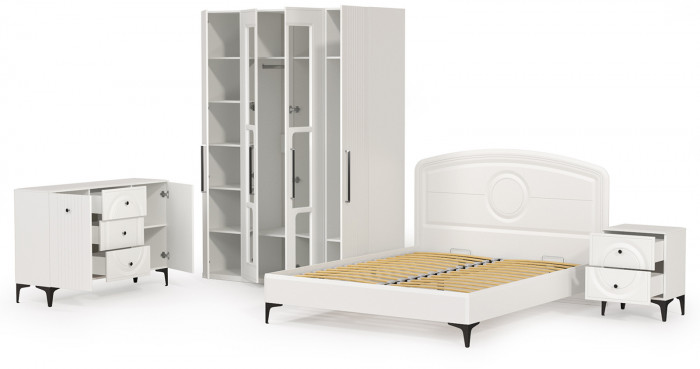 Валенсия Спальня № 31, ЛДСП белый шагрень/МДФ белый шагрень