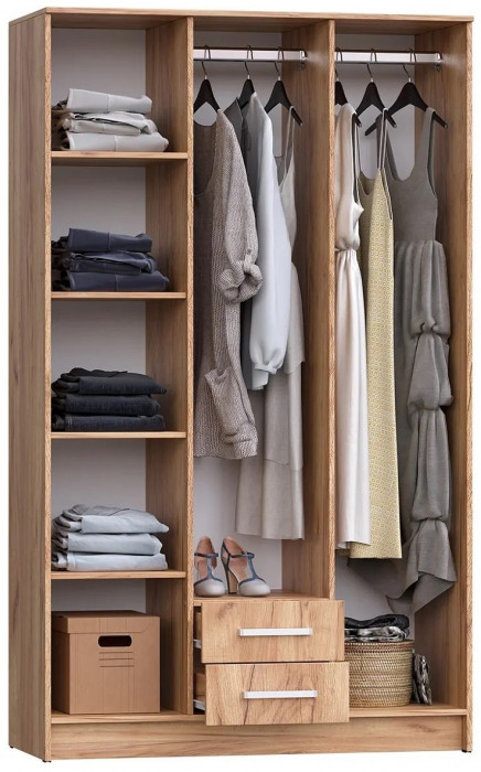 Мартина Шкаф для одежды 3-дверный (Крафт / Графит)