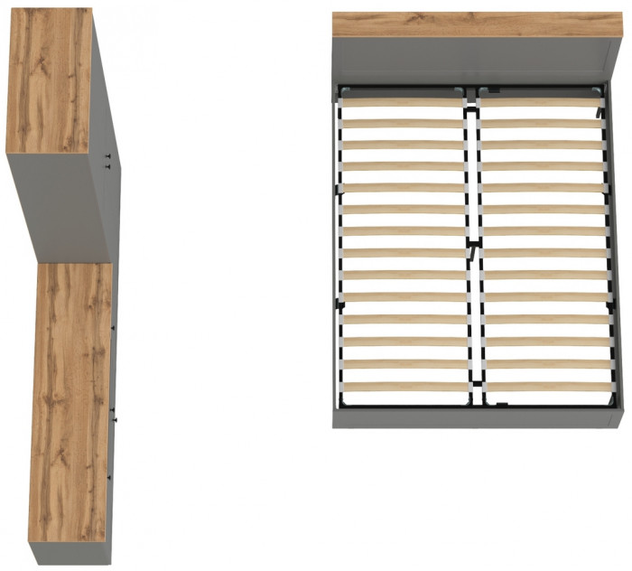 Остин 11.53 Кровать + ортопед + 16.307 Шкаф + 16.47 Тумба под ТВ, серый графит/дуб крафт золотой