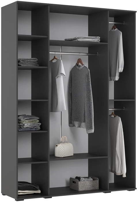 Норд Шкаф 4-х створчатый 1600 с антресолью, Графит/Изумруд