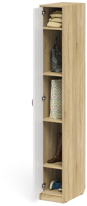 Прихожая П-6-500 Пенал, дуб сонома/фасады МДФ белое дерево фрезеровка ромб