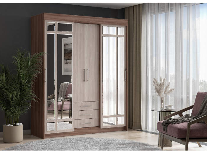 Шкаф-купе Фортуна, ясень шимо темный/ясень шимо светлый