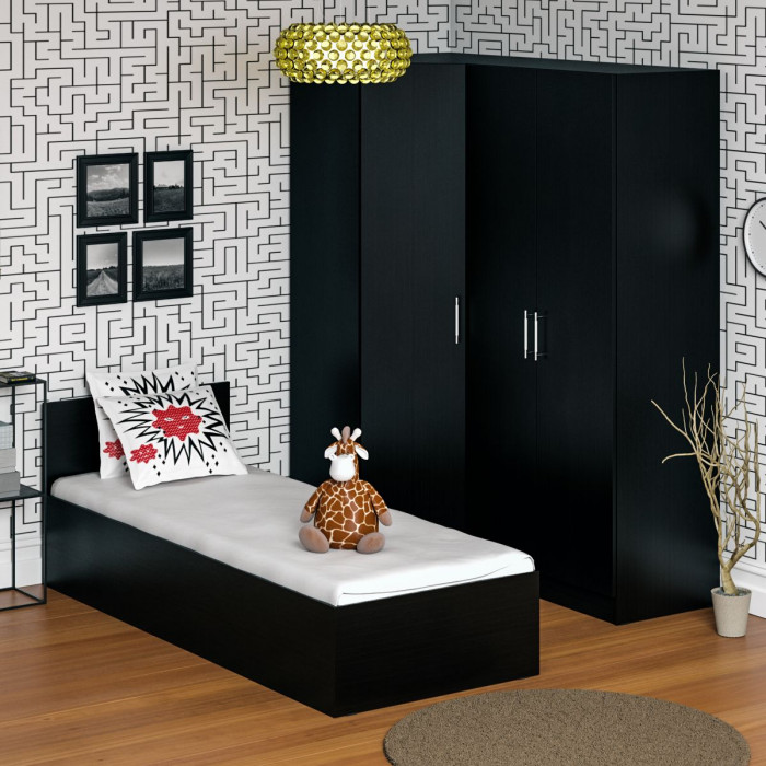 Спальня Стандарт 2-0800, цвет венге, ШхГхВ 83,5х203,5х70 + 171,2х81,2х200 см., сп.м. 800х2000 мм., без матраса, основание есть