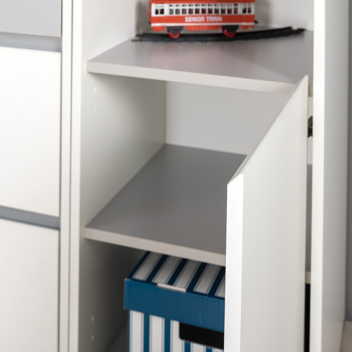 Торонто 13.13 Шкаф комбинированный, цвет белый шагрень/стальной серый, ШхГхВ 40х40,3х149,7 см., универсальная сборка