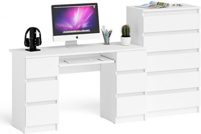 Мори компьютерный стол МС-2 + Комод МК700.5, белый