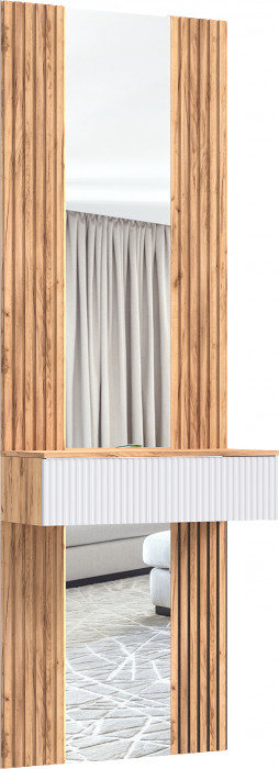 Тумба с зеркалом и шкафом 2-х ств Марвэл, Крафт золотой/Браш вайт