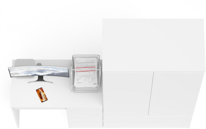 Мори компьютерный стол МС-1 правый + Шкаф МШ900.1, белый
