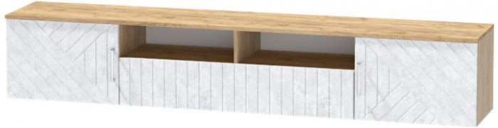 Тумба-3 под ТВ подвесная "Иннэс-7", Крафт золотой/Бетон снежный