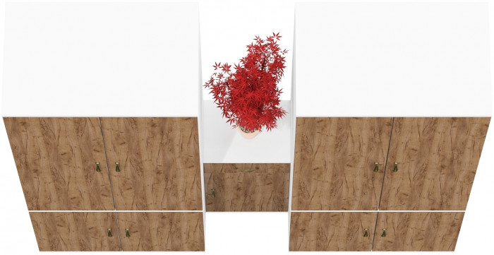 Лидер-8 Шкаф МД 19Б + Шкаф МД 19Б + Тумба МД 3.15, цвет белый шагрень/крафт золото, ШхГхВ 200х50х190 см., универсальная сборка