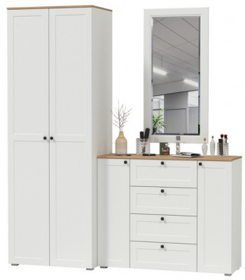 Остин Прихожая 14, белый шагрень/дуб крафт золотой