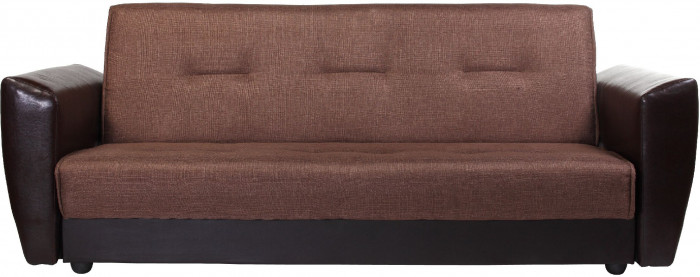 Диван-книжка Амстердам, 140х190, рогожка/экокожа, коричневый