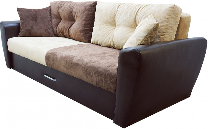 Диван-еврокнижка Амстердам Люкс, 160х195 пружинный блок, велюр/экокожа, комби