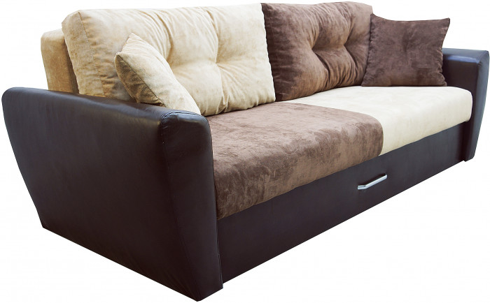 Диван-еврокнижка Амстердам Люкс, 160х195 пружинный блок, велюр/экокожа, комби