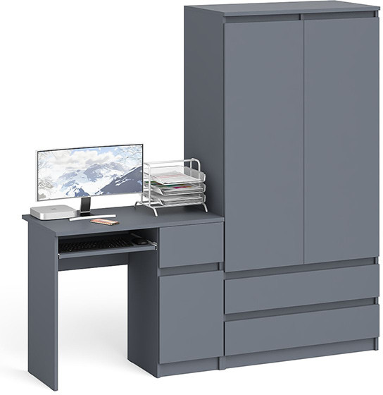 Мори компьютерный стол МС-1 правый + Шкаф МШ900.1, графит