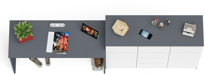 Мори письменный стол МСП1200.1 + Комод МК1200.4, графит/белый