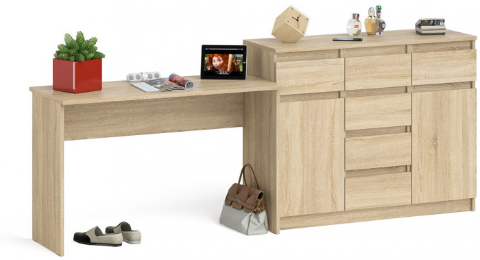 Мори письменный стол МСП1200.1 + Комод МК1200.4, дуб сонома