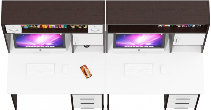 компьютерный стол С-МД-СК9+компьютерный стол С-МД-СК9, венге/белый шагрень