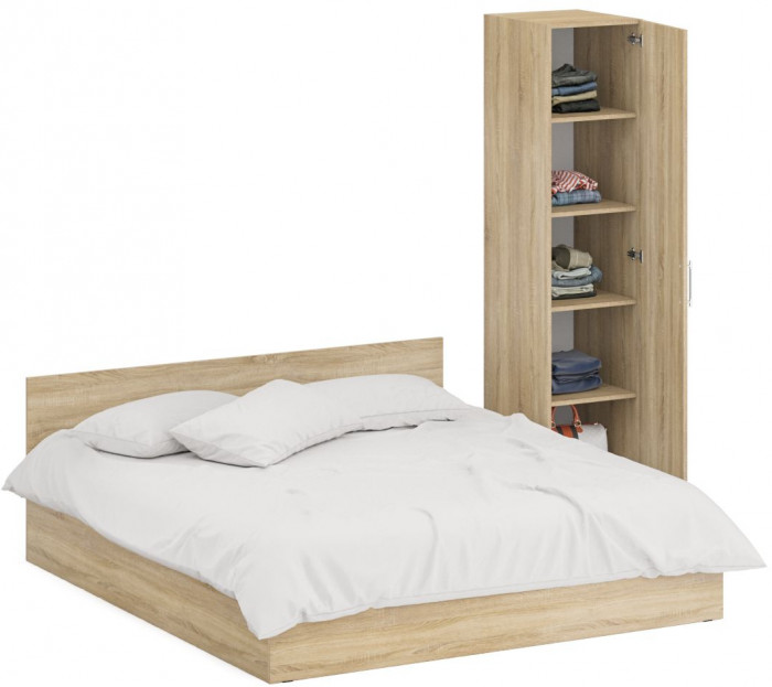 Кровать 1800 + Пенал Стандарт, дуб сонома